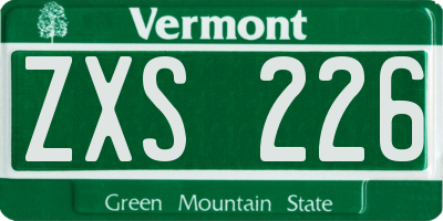 VT license plate ZXS226