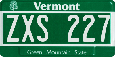 VT license plate ZXS227