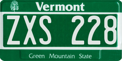 VT license plate ZXS228