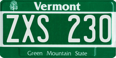VT license plate ZXS230