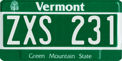 VT license plate ZXS231