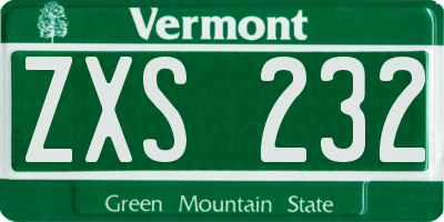 VT license plate ZXS232