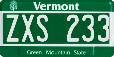 VT license plate ZXS233
