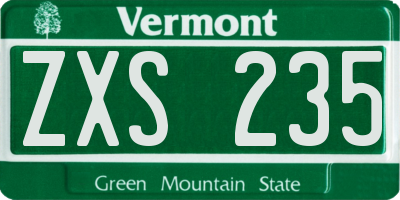 VT license plate ZXS235