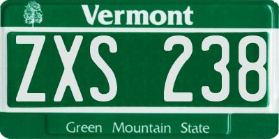 VT license plate ZXS238