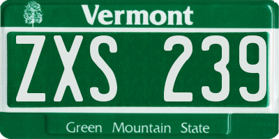 VT license plate ZXS239