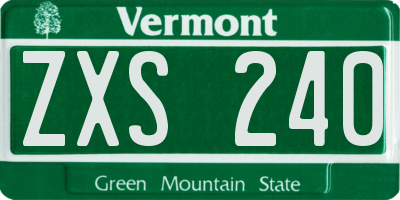 VT license plate ZXS240