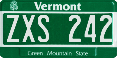 VT license plate ZXS242