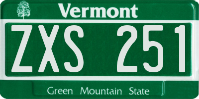 VT license plate ZXS251