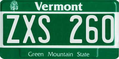 VT license plate ZXS260