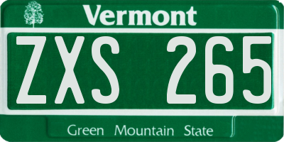 VT license plate ZXS265