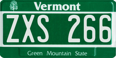 VT license plate ZXS266