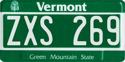 VT license plate ZXS269