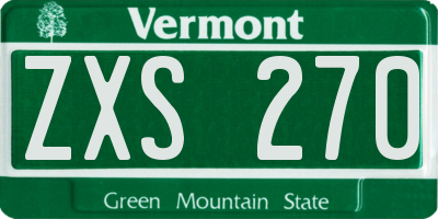 VT license plate ZXS270