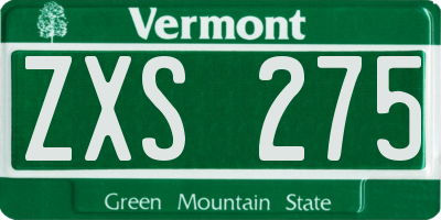 VT license plate ZXS275
