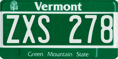 VT license plate ZXS278