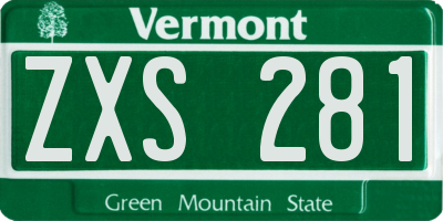 VT license plate ZXS281