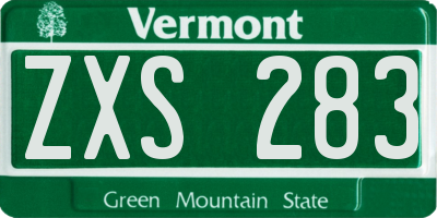VT license plate ZXS283