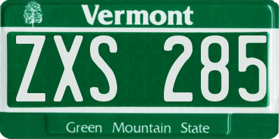 VT license plate ZXS285