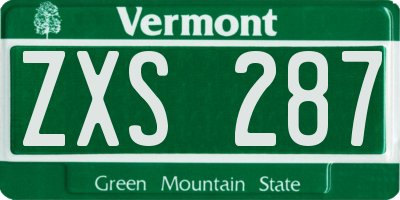 VT license plate ZXS287