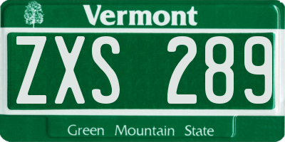 VT license plate ZXS289