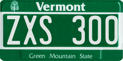 VT license plate ZXS300