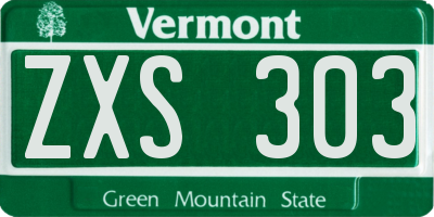 VT license plate ZXS303