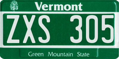 VT license plate ZXS305