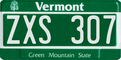 VT license plate ZXS307