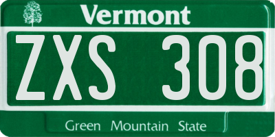 VT license plate ZXS308