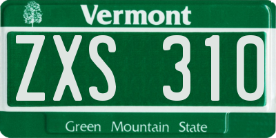 VT license plate ZXS310