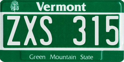 VT license plate ZXS315
