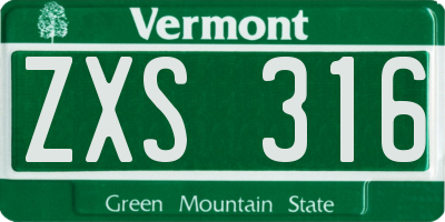 VT license plate ZXS316