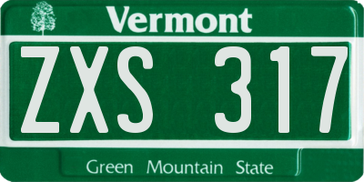VT license plate ZXS317