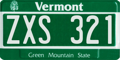 VT license plate ZXS321