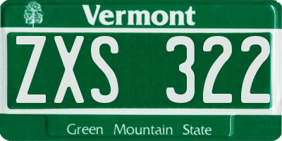 VT license plate ZXS322