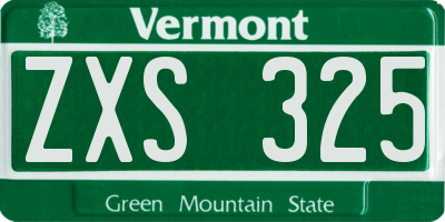 VT license plate ZXS325