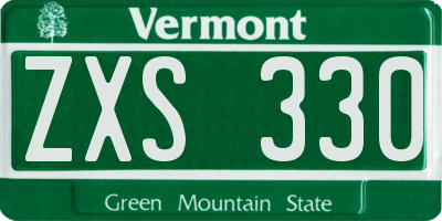 VT license plate ZXS330