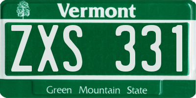 VT license plate ZXS331