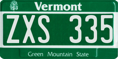VT license plate ZXS335