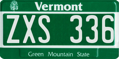 VT license plate ZXS336