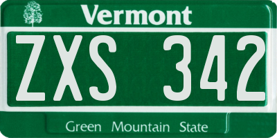 VT license plate ZXS342