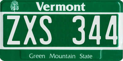 VT license plate ZXS344
