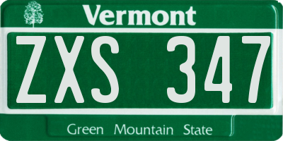 VT license plate ZXS347