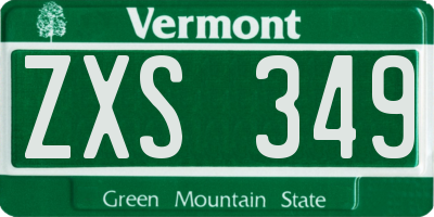 VT license plate ZXS349