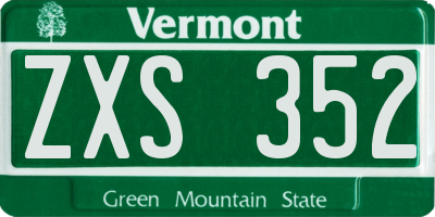 VT license plate ZXS352
