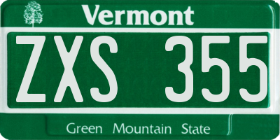 VT license plate ZXS355