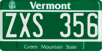 VT license plate ZXS356