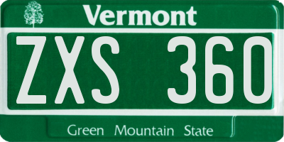 VT license plate ZXS360