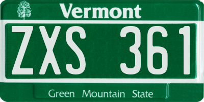 VT license plate ZXS361